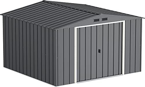 Duramax ECO 10 x 10 (9.16 m²) Metallgerätehaus, feuerverzinktes Metall gerätehaus - Geräteschuppen, verstärkte Dachkonstruktion, wartungsfreier und wetterfester Metallschuppen, Anthrazit von Duramax