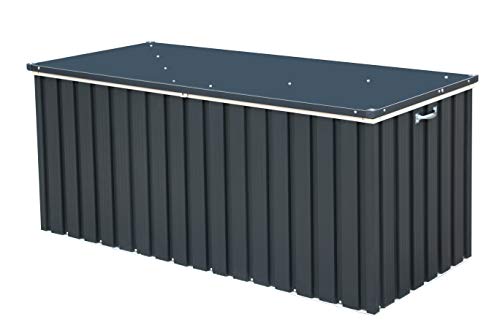 Duramax DH 1.7 (770 L) Kissenbox aus Metall mit hydraulischer Gasdruckfeder und Vorhängeschlossöse, Terrassenbox und Gartenmöbelaufbewahrung für den Außenbereich, Anthrazit von tepro