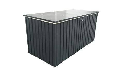Duramax DH 1.9 (1450 L) Kissenbox aus Metall mit hydraulischer Gasdruckfeder und Vorhängeschlossöse, Terrassenbox und Gartenmöbelaufbewahrung für den Außenbereich, Anthrazit von Duramax