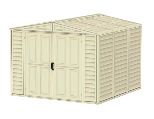 Duramax DuraMate 8 x 8 (5.75 m²) Kunststoff gerätehaus mit Metallfundament set, robuster Metalldachkonstruktion, wartungsfreier Vinylüberdachung, Vinylschuppen, Elfenbein von Duramax