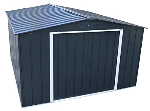 Duramax ECO 10 x 12 (11.03 m²) Metallgerätehaus, feuerverzinktes Metall gerätehaus - Geräteschuppen, verstärkte Dachkonstruktion, wartungsfreier und wetterfester Metallschuppen, Anthrazit von Duramax