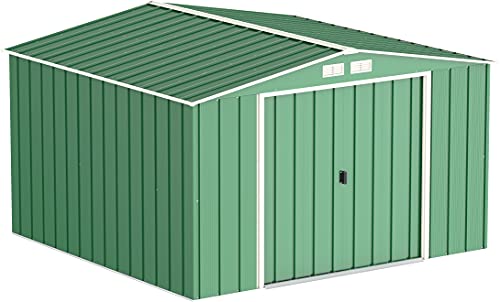 Duramax ECO 10 x 10 (9.16 m²) Metallgerätehaus, feuerverzinktes Metall gerätehaus - Geräteschuppen, verstärkte Dachkonstruktion, wartungsfreier und wetterfester Metallschuppen, Grün von Duramax