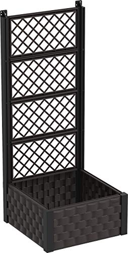 Duramax Hochbeet quadratisch mit Rankgitter, ideal für drinnen und draußen, wetterfest und erweiterbar, zum Anpflanzen von Kräutern, Blumen und Gemüse, Fassungsvermögen 6L, Braun von Duramax