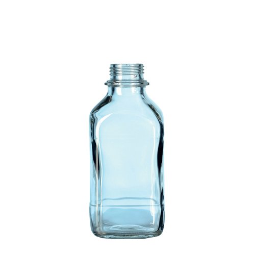 DURAN 23 810 24 5 Schraubflasche aus Kalk-Soda-Glas, Vierkant, Enghalsig mit Gewinde, Klarglas, Ohne Ausgießring und Staubschutzverschluss, 100ml Inhalt, 10 Stück von DURAN