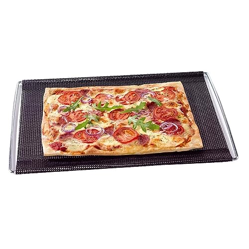 Durandal Backblech Ausziehbar - Backofenofenblech Flexibel - Grillschale - Pizzablech Eckig - Lochblech Backofen - Ofenblech - Kuchenblech Universal - Oven Tray (34 x 41-49 cm) von Durandal