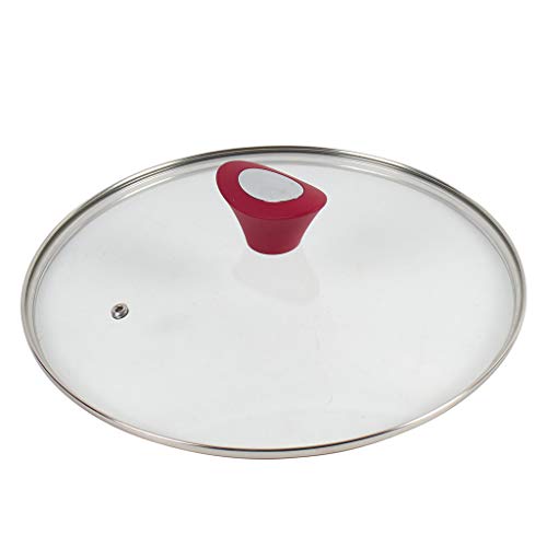 Glasdeckel mit Dampfloch | Hitzebeständiger Universaldeckel | Ideal für Color your Kitchen Pfanne | 28 cm rot von Durandal