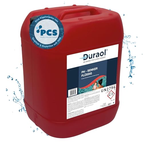 Duraol 10L pH Senker flüssig mit 14,9% Schwefelsäure für Pools - pH Minus zur optimalen pH-Wert Regulierung - Ideal für Verwendung mit Pool Dosieranlage - pH Wert im Pool senken von Duraol