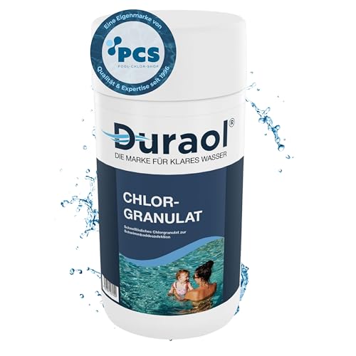 Duraol 1kg Chlor Granulat - schnelllösliches Chlorgranulat für Pool - Chlor Pulver mit 56% Aktivchlor - Schnellchlorgranulat als Schwimmbad Poolpflege - Stoßchlorung und Schnelldesinfektion von Duraol