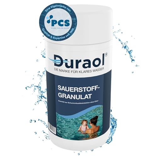 Duraol 1kg Sauerstoffgranulat für Pool mit chlorfreien Aktivsauerstoff - Pool Desinfektion ohne Chlor - Poolpflege mit Sauerstoff von Duraol