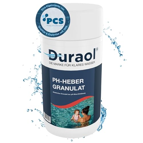 Duraol 1kg pH Heber Granulat für Pools - wirksames pH Granulat inklusive Messbecher - pH Plus zur optimalen pH-Wert Regulierung - pH Wert im Pool erhöhen von Duraol