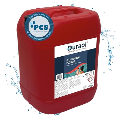 Duraol 20kg pH Senker flüssig mit 14,9% Schwefelsäure für Pools - pH Minus zur optimalen pH-Wert Regulierung - Ideal für Verwendung mit Pool Dosieranlage - pH Wert im Pool senken von Duraol