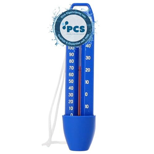 Duraol Pool Thermometer mit Schöpfbecher I Wasserthermometer für Pool/Badewanne/Teich & Schwimmbad I Badewasser Thermometer mit Befestigungsschnur I Analoger Wassertemperaturmesser von Duraol