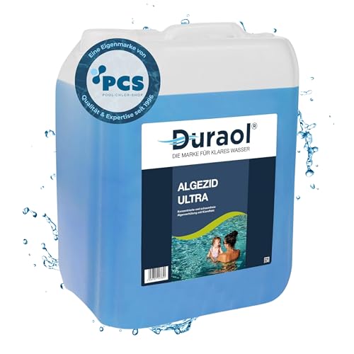 Duraol 5L Algezid Ultra - schaumfreies Algenmittel für Pool - Algenschutz für klares Wasser - Algenvernichter mit Klareffekt gegen grünes Wasser im Pool - Algenverhüter Pool Zubehör von Duraol