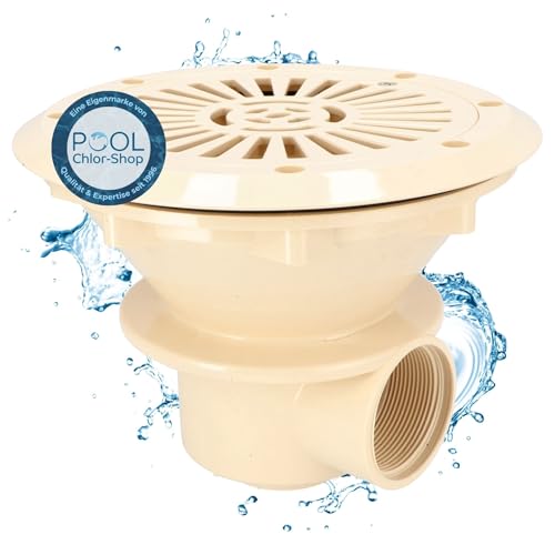 Duraol ABS Bodenablauf mit Deckel I Pool Hauptablauf inkl. Flansch, Dichtungen & Schrauben I Wasserablauf für alle Pools I Gesamtdurchmesser von 230 mm I Hochwertiges Pool Zubehör in Sand von Duraol