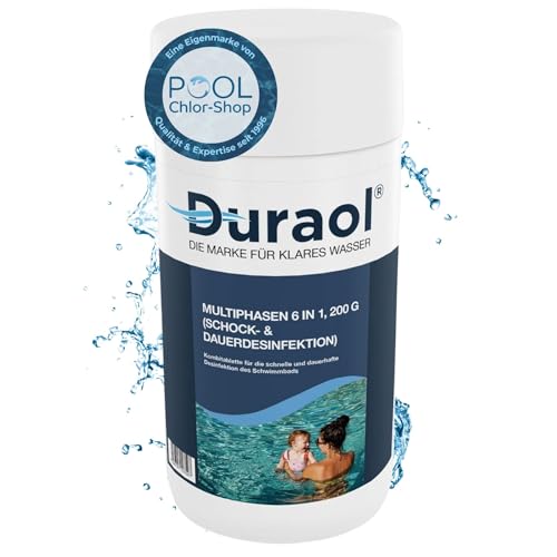 Duraol Chlor Multitabs 6 in 1 I 1 kg I 2 Phasen-Chlortabletten für Pool ab 30 m³ I 200 g Multitabs Pool zur Schockchlorung & Langzeit-Desinfektion I Pool Tabletten mit Klareffekt & Algenverhüter Duraol Chlor Multitabs 6 in 1 I 1 kg I 2 Phasen-Chlortabletten für Pool ab 30 m³ I 200 g Multitabs Pool zur Schockchlorung & Langzeit-Desinfektion I Pool Tabletten mit Klareffekt & Algenverhüter von Duraol