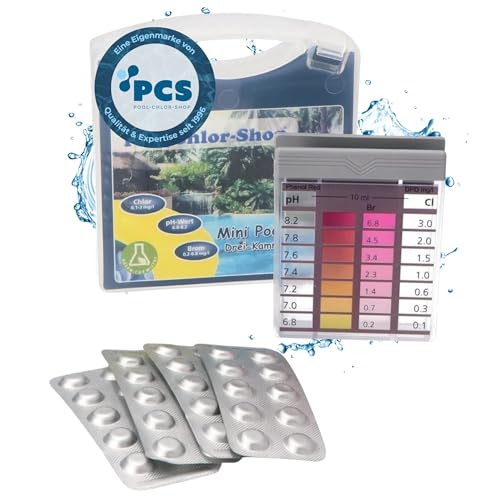 Duraol Premium Mini-Pooltester (Chlor+pH) im Koffer | Wassertester für Chlor und pH Wert | Testtabletten DPD1 & Phenol Red für Wasseranalyse | Wassertestgerät Pool Zubehör von Duraol