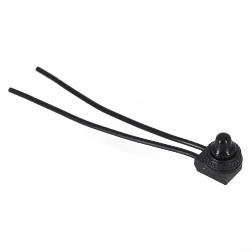 12 V wasserdichter Druckknopfschalter mit Leitungen, selbstschließender Modus und An-/Aus-Kontakt, UL-RoHS-zertifiziert, entworfen für Außen- und Beleuchtungsanwendungen (schwarz) von Durashmall