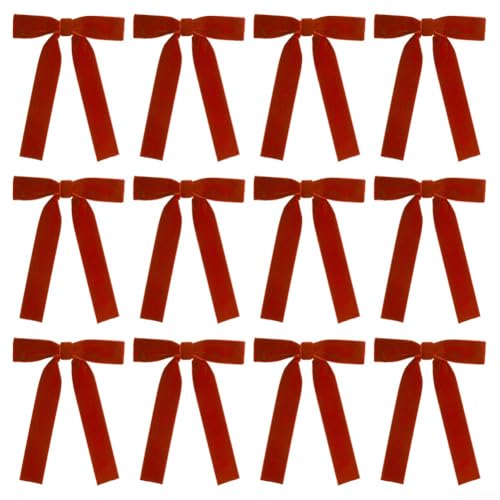 12 x Samtbandschleifen für Weihnachtsbaumschmuck mit Raffhalter, geeignet für Kränze, Fenster, Türen, Wände und Treppenhäuser 12 x Samtbandschleifen für Weihnachtsbaumschmuck mit Raffhalter, geeignet für Kränze, Fenster, Türen, Wände und Treppenhäuser von Durashmall