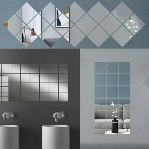 15 cm quadratische dekorative Spiegelfliesen-Aufkleber, 16 Stück, für Heim-Wand-Styling von Durashmall