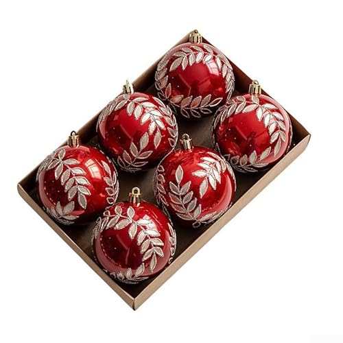 8 cm Weihnachtskugel-Set, hängende Verzierung für Baumdekoration, Kunststoffanhänger für saisonale Feiertage, geeignet für Zuhause und Party (rot) von Durashmall