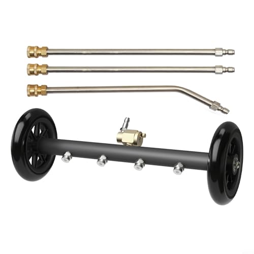 Durashmall 2-in-1 Unterwagen Hochdruckreiniger Wasserbesen 16 Zoll unter Auto Reiniger mit gebogenem Stab Edelstahl Messing 4000 PSI kompatibel von Durashmall