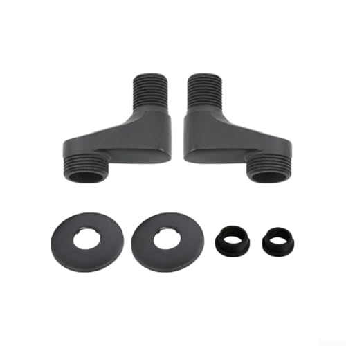 Durashmall 2 x Kupfer-Duscharmatur-Konverter, verstellbarer Winkeladapter mit erweitertem Eckabstand 8–12 cm, für Badewannenmischventil, G1/2 Einlass G3/4 Auslass (schwarz) von Durashmall