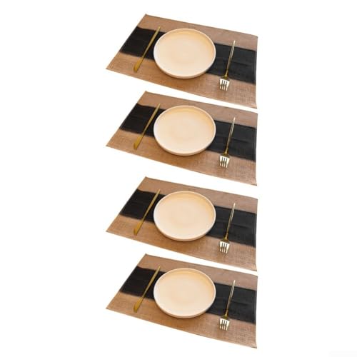 Durashmall 4 Stück hitzebeständige, wasserdichte, öldichte Jute-Platzsets, 45,7 x 30,5 cm, zum Schutz des Esstisches in der Küche oder im Restaurant (schwarz) von Durashmall