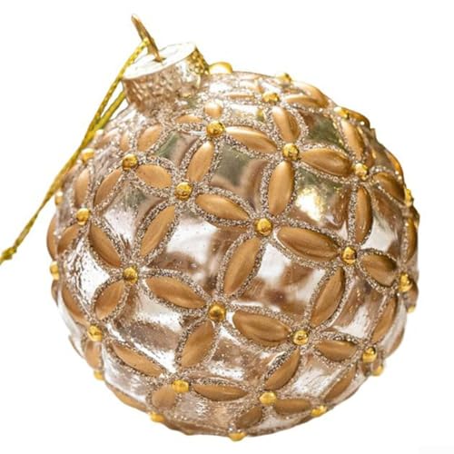 Durashmall 4 x 8 cm große transparente Glas-Weihnachtskugeln zum Aufhängen, für Weihnachtsbaum, Hochzeit, Party oder Tischdekoration, große runde dekorative Kugeln für Urlaub, Zuhause, Büro (B-Stil) von Durashmall