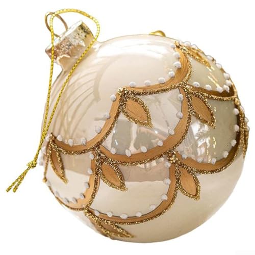 Durashmall 4 x 8 cm große transparente Glas-Weihnachtskugeln zum Aufhängen, für Weihnachtsbaum, Hochzeit, Party oder Tischdekoration, große runde dekorative Kugeln für Urlaub, Zuhause, Büro (C-Stil) von Durashmall