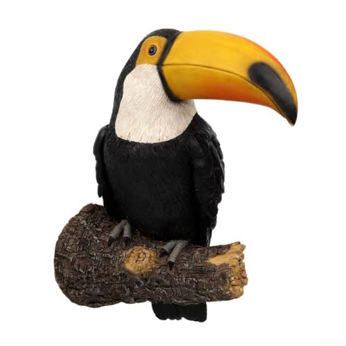 Durashmall Gartenstatuen Gartenornamente Simulation Tukanfigur hängende Papageien Tukane Dekoration für Rasen Garten Hof 19,3 x 11 x 29 cm (gelb) von Durashmall