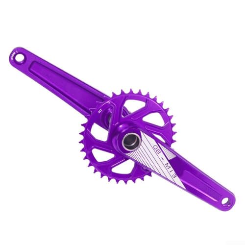 Durashmall Kurbelgarnitur aus Aluminiumlegierung, 34T, schmales breites Kettenblatt mit 68 mm Tretlager, kompatibel mit 9-12-Gang-MTB- und Rennrädern (lila) von Durashmall