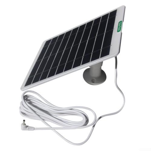 Durashmall Monokristallines Solar-Ladegerät, 5 W, für Ring-Türklingel und Sicherheitskamera, 5 V, Outdoor-Netzteil mit Kabel für Dauerbetrieb (weiß) von Durashmall