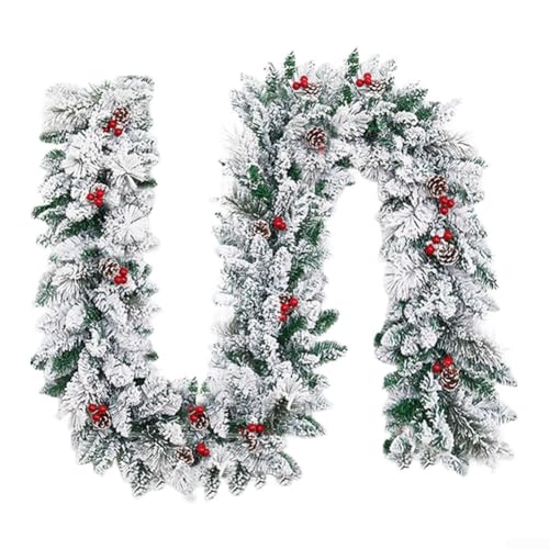 Durashmall Weihnachtsbanner Dekorationen, luxuriös verzierte Girlande mit Schlaufen zum Umwickeln von Geländern oder zum Aufhängen über Türen (2,7 m) von Durashmall