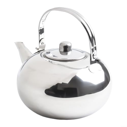 Ergonomischer Edelstahl-Camping-Wasserkocher mit hitzebeständigem Griff und Auslauf, für die Zubereitung von Kaffee und Tee auf dem Herd (18 cm) von Durashmall