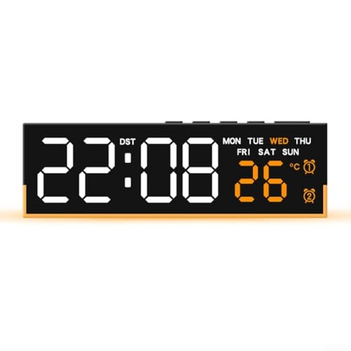 LED-Nachtlicht-Uhr mit sanftem Licht, einstellbaren Helligkeitsstufen und Temperaturanzeige mit Celsius und Fahrenheit-Optionen (orange) von Durashmall