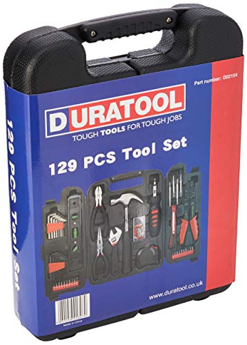 Duratool 14956tl Haushalt Tool Kit in blasgeformtem Tragetasche – Schwarz (129-piece) von Duratool