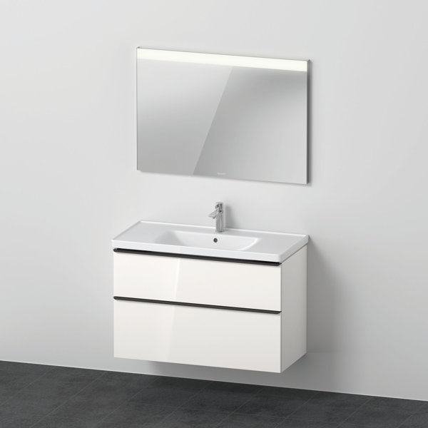 D-Neo Möbel-Set, Möbelwaschtisch mit Waschtischunterschrank wandhängend und LED Spiegel, 1000x2000mm, DE01140, Farbe: Eiche Schwarz von Duravit AG