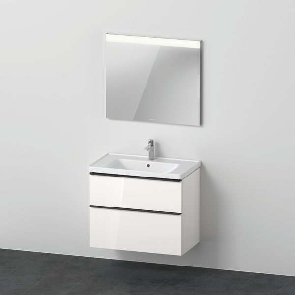 D-Neo Möbel-Set, Möbelwaschtisch mit Waschtischunterschrank wandhängend und LED Spiegel, 800x2000mm, DE01130, Farbe: Weiß Hochglanz Dekor von Duravit AG