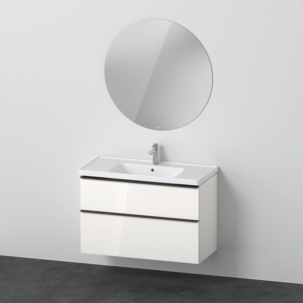 D-Neo Möbel-Set, Möbelwaschtisch mit Waschtischunterschrank wandhängend und LED Spiegel (rund), 1000x2000mm, DE01110, Farbe: Graphit Matt Dekor - DE011104949 von Duravit AG