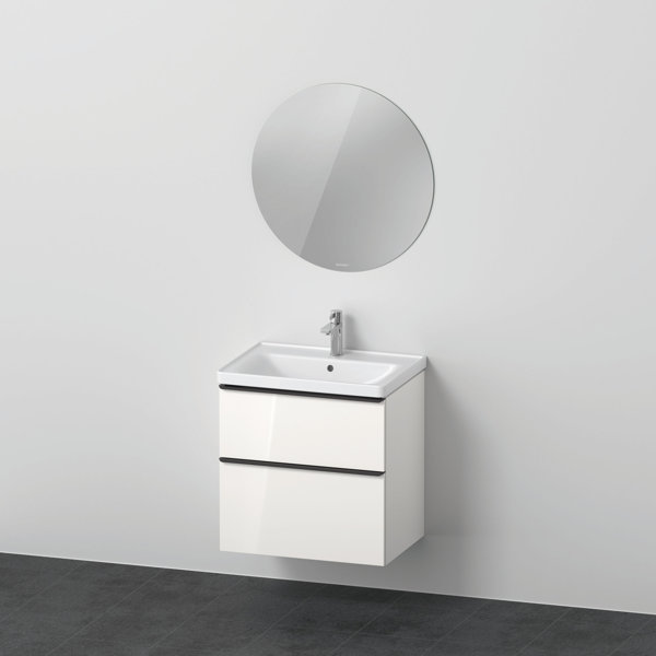 D-Neo Möbel-Set, Möbelwaschtisch mit Waschtischunterschrank wandhängend und LED Spiegel (rund), 650x2000mm, DE01090, Farbe: Weiß Hochglanz Dekor - DE010902222 von Duravit AG