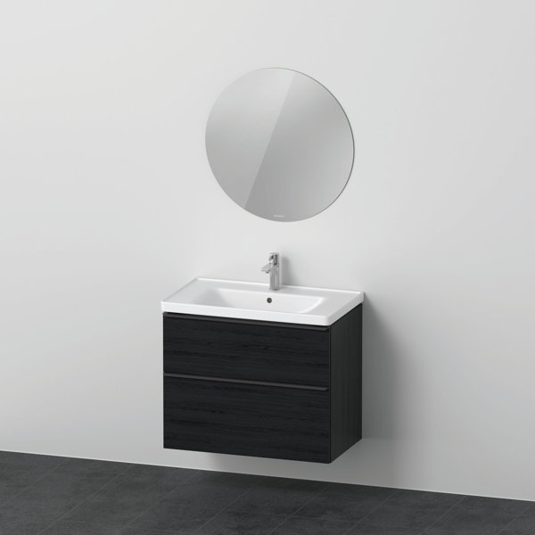 D-Neo Möbel-Set, Möbelwaschtisch mit Waschtischunterschrank wandhängend und LED Spiegel (rund), 800x2000mm, DE01100, Farbe: Eiche Schwarz von Duravit AG