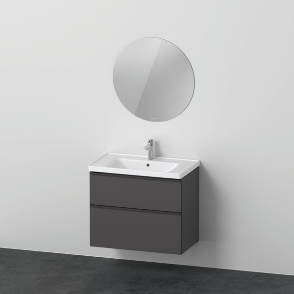D-Neo Möbel-Set, Möbelwaschtisch mit Waschtischunterschrank wandhängend und LED Spiegel (rund), 800x2000mm, DE01100, Farbe: Graphit Matt Dekor von Duravit AG