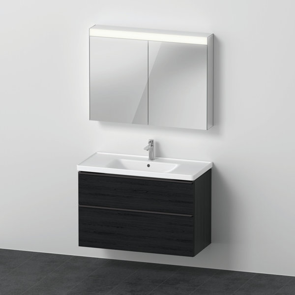 D-Neo Möbel-Set, Möbelwaschtisch mit Waschtischunterschrank wandhängend und LED Spiegelschrank, 1000x2000mm, DE01170, Farbe: Eiche Schwarz von Duravit AG