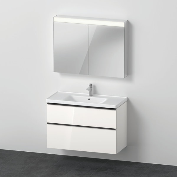 D-Neo Möbel-Set, Möbelwaschtisch mit Waschtischunterschrank wandhängend und LED Spiegelschrank, 1000x2000mm, DE01170, Farbe: Weiß Hochglanz Dekor von Duravit AG