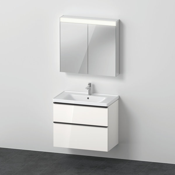 D-Neo Möbel-Set, Möbelwaschtisch mit Waschtischunterschrank wandhängend und LED Spiegelschrank, 800x2000mm, DE01160, Farbe: Weiß Hochglanz Dekor von Duravit AG