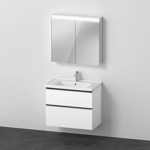 D-Neo Möbel-Set, Möbelwaschtisch mit Waschtischunterschrank wandhängend und LED Spiegelschrank, 800x2000mm, DE01160, Farbe: Weiß Matt Dekor von Duravit AG