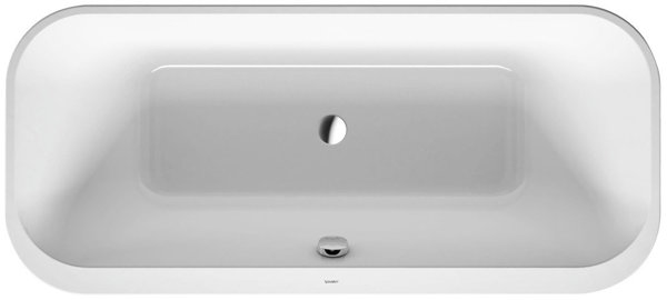 Duravit Badewanne Happy D.2 Plus 180x80cm, Freistehend, 700453, 2 Rückenschrägen, mit Acrylverkleidung, Farbe: Badewanne in Weiß mit Acrylverkleidung Graphit Supermatt von Duravit AG