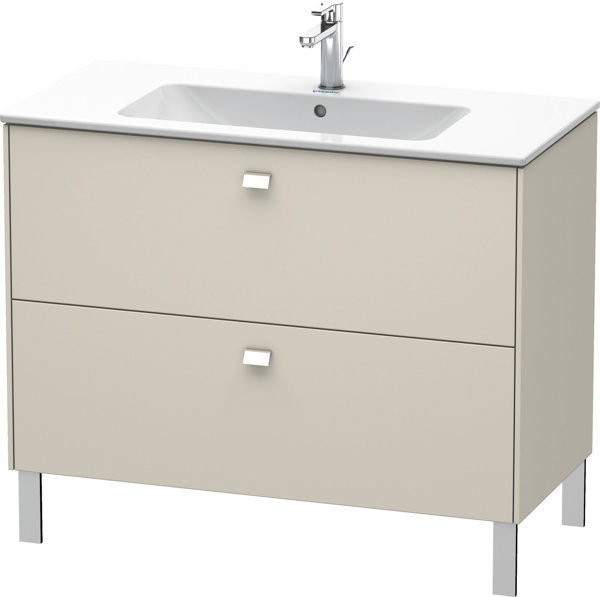 Duravit Brioso Waschtischunterbau stehend 102,0 x 47,9 cm, mit 2 Auszüge, inkl. Siphonausschnitt und Schürze, für Waschtisch ME by Starck  233610, Farbe (Front/Korpus): Taupe Matt Dekor, Griff Chrom von Duravit AG