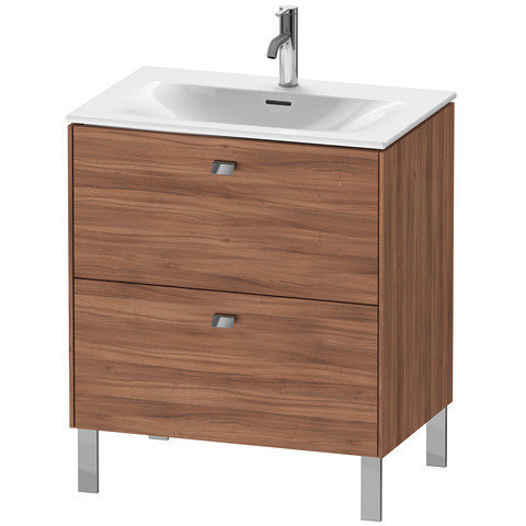 Duravit Brioso Waschtischunterbau stehend 72,0 x 47,9 cm, 2 Auszüge, oberer Auszug inkl. Siphonausschnitt und Schürze, für Waschtisch Viu 234473, Farbe (Front/Korpus): Nussbaum Natur Dekor, Griff Chrom von Duravit AG