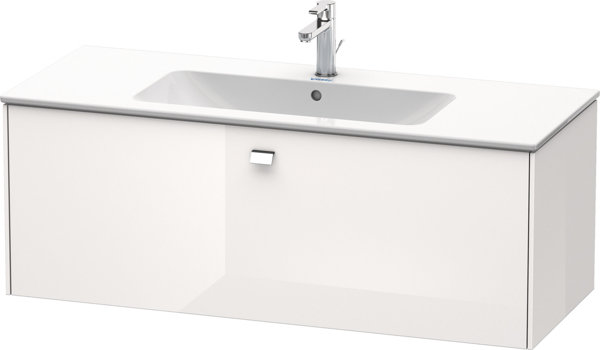 Duravit Brioso Waschtischunterbau wandhängend 122,0 x 47,9 cm, 1 Auszug, für Waschtisch ME by Starck  233612, Farbe (Front/Korpus): Weiß Hochglanz Dekor, Griff Chrom von Duravit AG